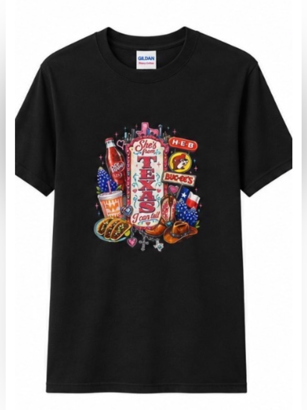 “She’s fromTexas” Graphic Tee with Colorful Icons!